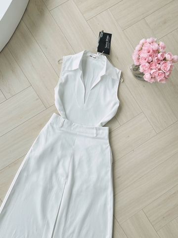 SET578- Set kẻ xanh cộc đính hoa nổi viền ren chân chất kẻ mát