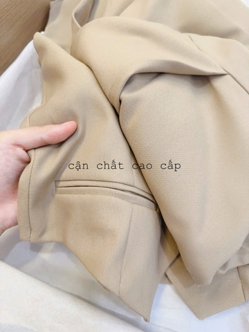 Set869-Set áo gile nâu sát nách phối quần váy vải chéo thái mềm mại