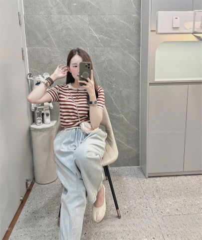 Quan064- QUẦN jean baggy cạp chun màu xanh nhạt