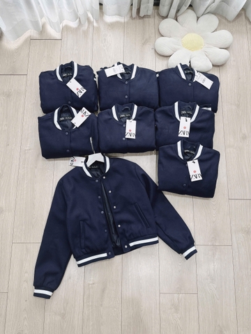 A147-Áo bomber tím than viền trắng