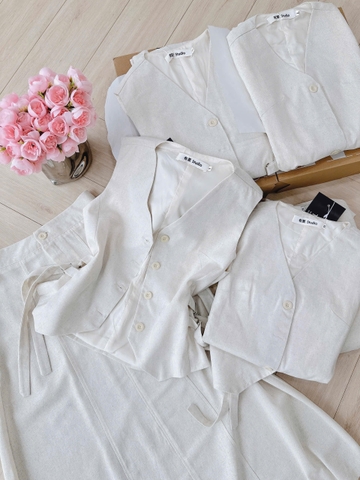 sET574- SET BE SÁT NÁCH CỘC TAY đai lưng, áo 2 lớp mix CV A