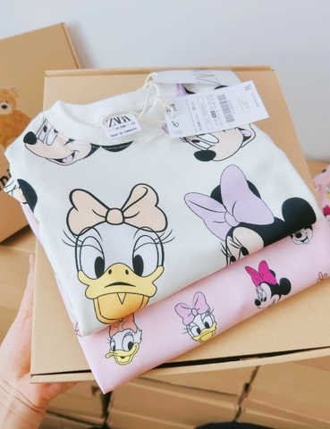 CB172-(10-26kg) Combo 2 bộ thu đông dài tay bé gái Mickey VNXK