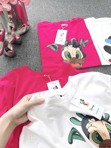 A244-Áo thun suông Vịt Donal 2 màu trắng hồng