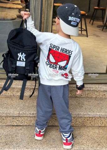 Bt757- Bộ Super hero áo trắng quần chì chất nủ cua bé trai