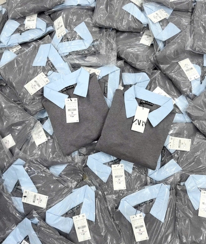 A340-Aó len xám phối cổ sơ mi hàng Quảng Châu