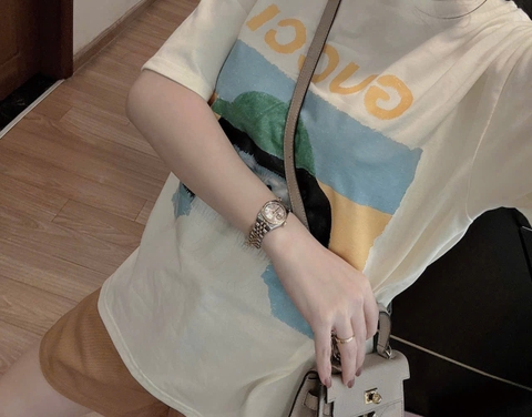 SET493-Bộ cộc  nữ áo thun suông Gc phối quần nỉ cộc