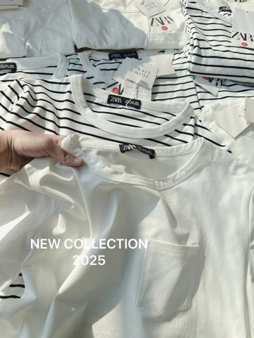 CB209-Set 2 áo thun côc tay trắng đen ZR