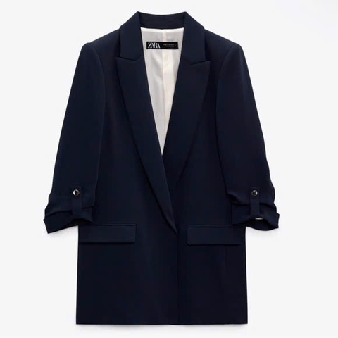 A134-Áo vest tay lật 3 lớp 2 màu xanh trắng