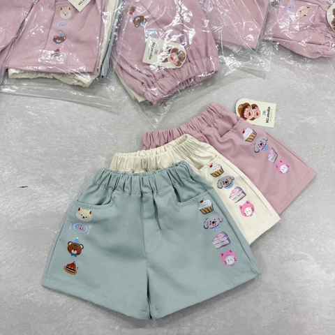 BT959- Combo 3 quần jean cộc thêu hình cho bé 9-25kg
