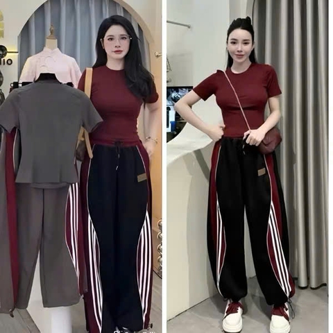 SET263-Set bộ body phối áo cotton mix quần chất mì dày dặn