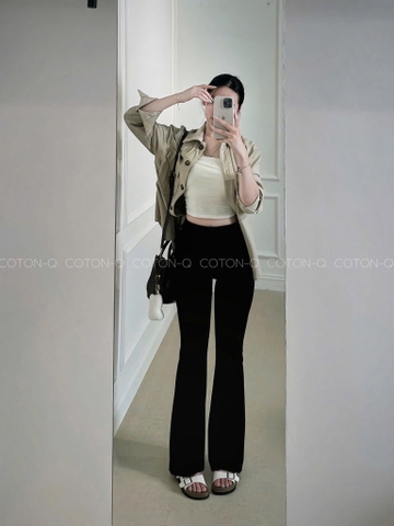 Quan070- quần dài loe chất tăm 2 màu đen-ghi 98cm