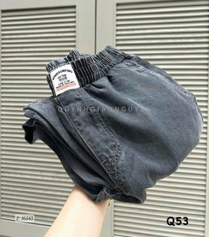QUAN014-QUẦN JEANS SUÔNG CẠP CHUN MÀU KHÓI dài 100cm