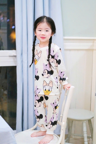 CB172-(10-26kg) Combo 2 bộ thu đông dài tay bé gái Mickey VNXK