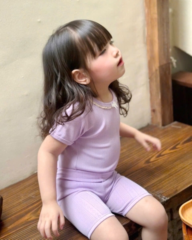 CB244- Combo 2 bôn tăm trơn trắng tím bé gái