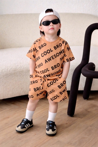 Bt929- bộ cotton cam đất in chữ dáng cộc chất đẹp
