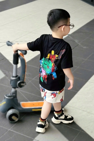 BT274-Bộ khủng lồ xanh HUK đen trắng bé trai in cao cấp