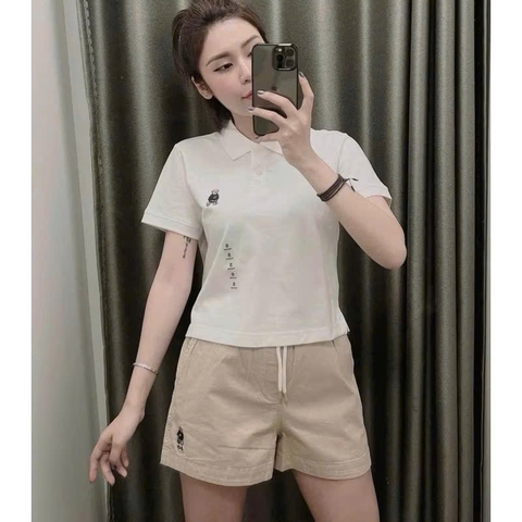 A574-Áo polo trắng thêu gấu hàng nhà máy đủ tem