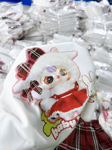 SIZE ĐẠI -BT248-SET áo BB3 mix CV kẻ bé gái có lót quần