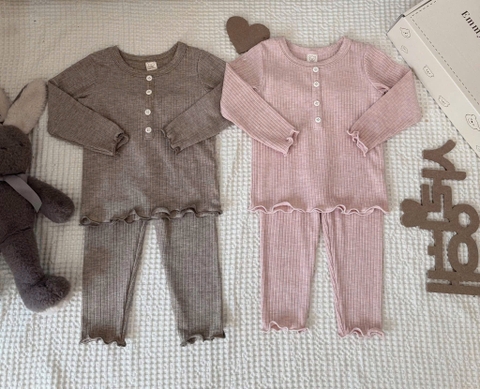 BT607-Bộ thun tăm dài tay thu đông bé gái 4 màu