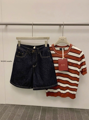 Quan098- Quần short jean xanh than We