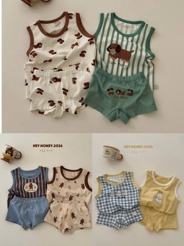 BT907- cOMBO 2 BỘ balo kiểu Honey 3 màu trẻ em
