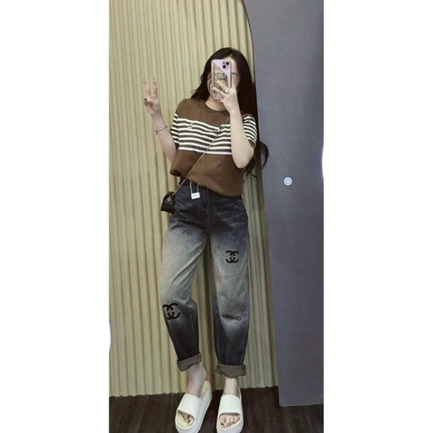 A117-Áo len montoghi nữ cộc tay Quảng Châu kẻ ngang 4 màu