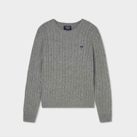 A403- Áo len vặn thừng thêu gấu Xám hàng nhà máy chuẩn