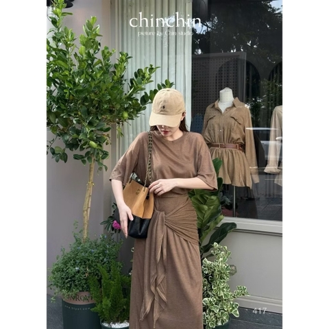 Set793-Set len montoghi nâu kèm khăn