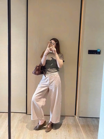 QUAN119- Quần JEANS suông hồng JADEMAISON kèm túi xách
