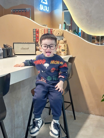 Bn167- (10-26kg)  Bộ thu dài tay thu đông bé trai hoạ tiết siêu nhân xanh  VNXK