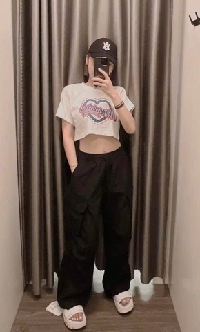 Quan071-QUẦN GIÓ TÚI HỘP BO ỐNG 2 màu đen trắng