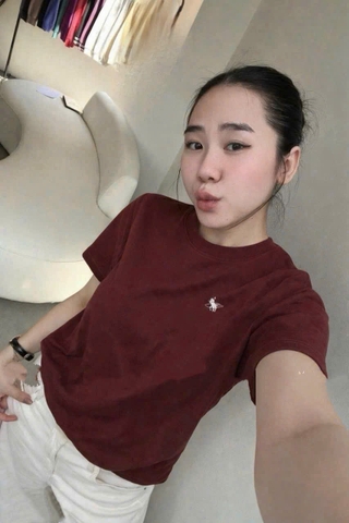 A502-Áo thun đỏ đô thêu ngực hot hit