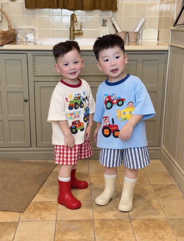 BT1104- Combo 2 bộ cotton cộc 4 màu in cao cấp trẻ em