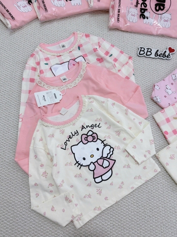 CB373-COmbo 3 bộ thun dài tay bé gái hồng