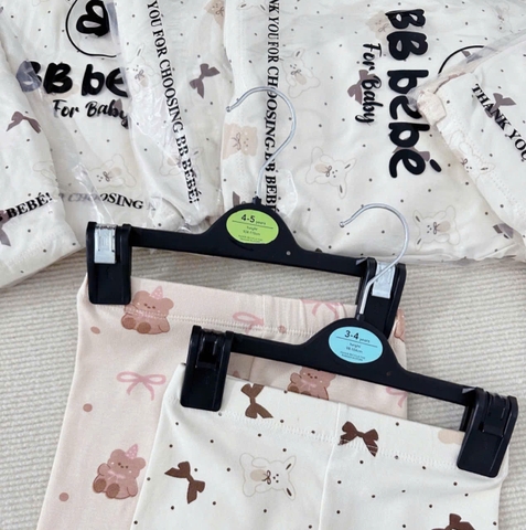 CB174-Combo 2 bộ NƠ VIỀN REN dài tay chất zip bé gái