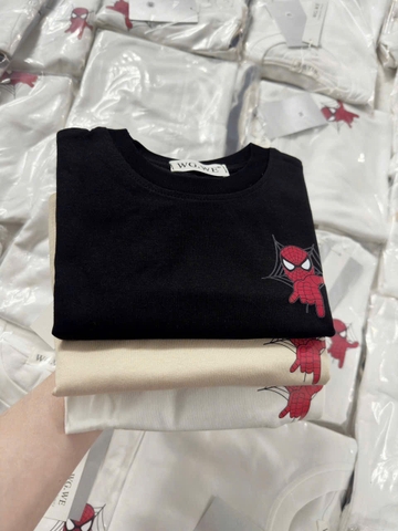 CB243- Combo 3 áo cotton NHỆN trẻ em in lưng