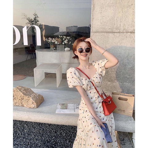 ĐẦM HOA CÚP NGỰC CHUN SAU ĐUÔI CÁ HOẠT TIẾT THÊU