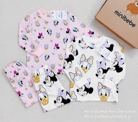 CB172-(10-26kg) Combo 2 bộ thu đông dài tay bé gái Mickey VNXK
