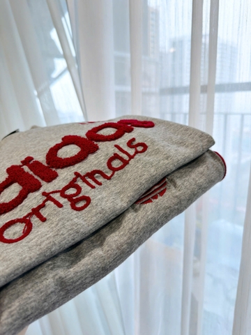 Set881-SEt áo ADD xám cộc phối quần suông viền đỏ