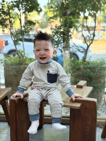 Cb423-Combo 2 bộ thun díp dài tay trẻ em Snopy xanh trắng