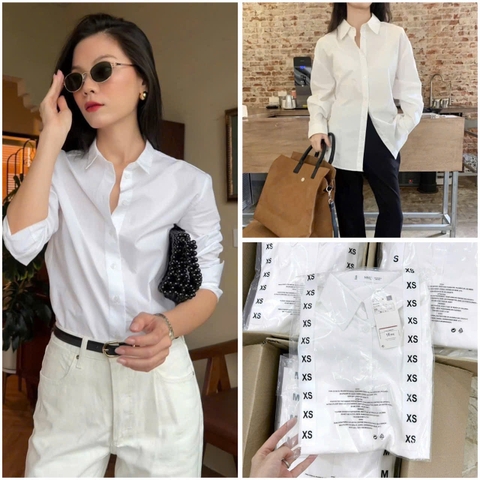 A276- Áo sơ mi trắng cổ đức dáng suông hàng nhà máy full tem