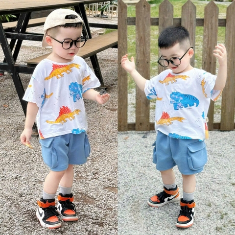 BT503- Bộ KL loang áo cotton mix quần cua túi hộp xanh nhạt