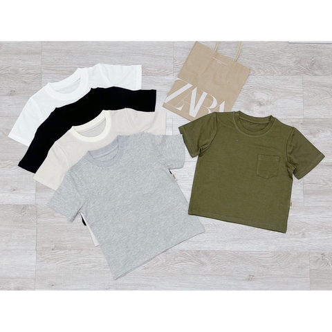 CB095- Combo 5 áo thun cộc tay cổ tròn bé trai VNXK túi ngực