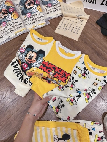 Bt896-Combo 3 bộ MICKET vàng dáng cộc chất cotton
