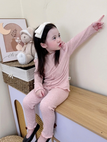 CB342- Combo 2 bộ tăm mịn hồng nâu bé gái