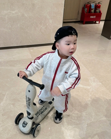 BT756- Bộ nỉ haida khoá kéo màu xám cho bé trai 9-25kg