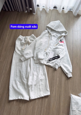 SET744-Bộ nỉ dày thu đông có mũ bo gấu