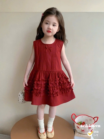 Damgai08- đầm 3 màu dáng xoè chất lien bèo chân bé gái
