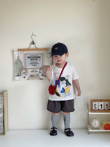 BT474- Bộ KL xược mix quần nỉ màu than chì bé trai