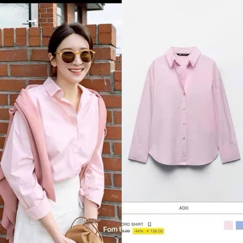 ✅✅ A253- Áo sơ mi dài tay dáng suông màu Hồng Zi Ri